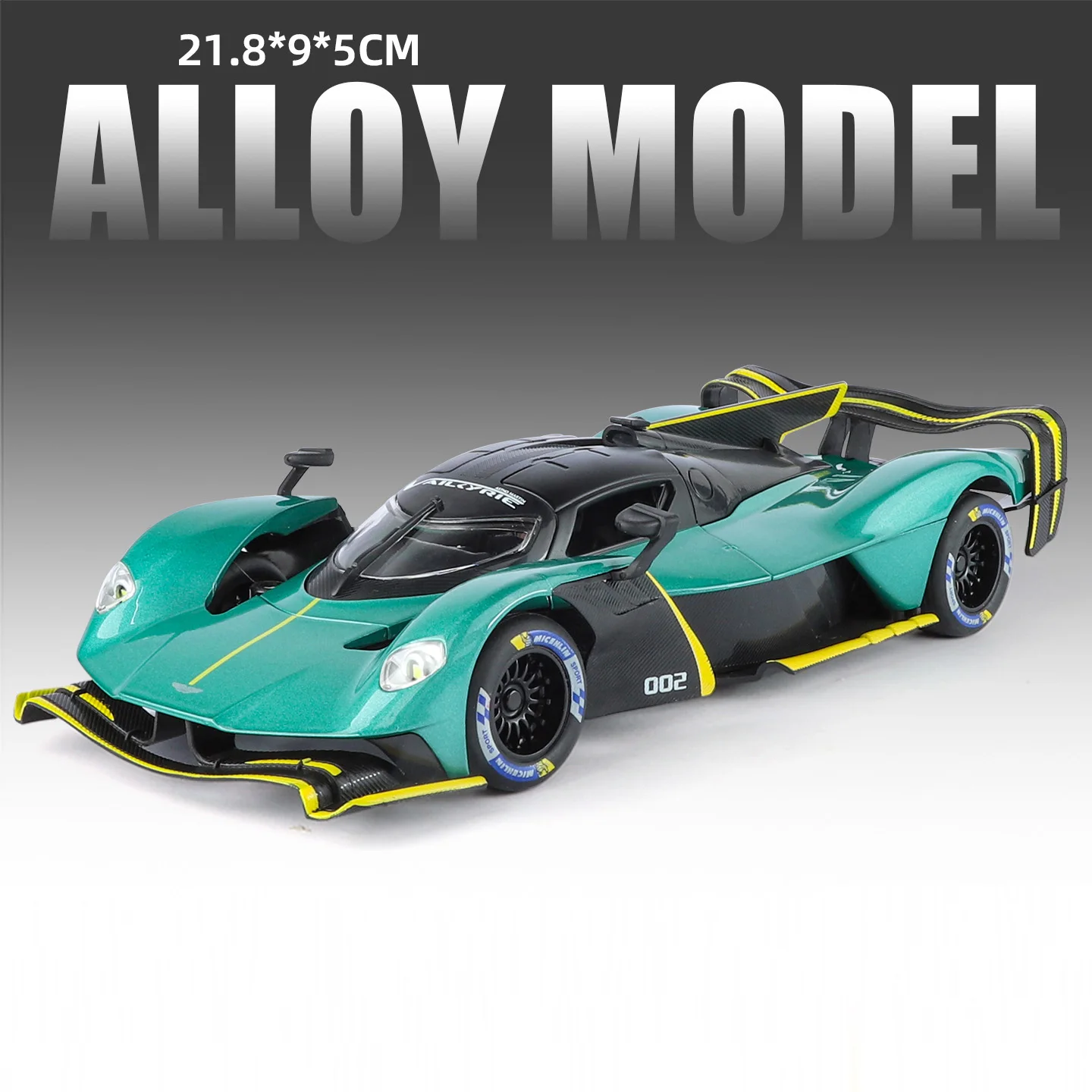 (Valkyrie Green) Escala 1:24 - Modelo de coche deportivo, puertas que se abren, carrocería metálica, neumáticos de goma
