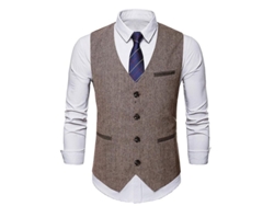 2026-chaleco Hombre Mystdiy De Solapa Simple Estilo Ciudad Moda Talla Estándar Para Otoño