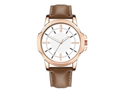 Reloj De Pulsera Analógico De Aleación Para Hombre Con Esfera Redonda, Movimiento De Cuarzo, Color Marrón Oscuro.