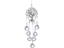 Atrapasol de arcoíris de cristal, colgante de árbol de la vida de metal, prisma de bola de cristal colgante