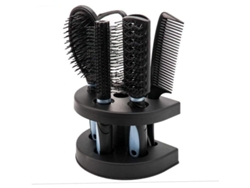Kit De Peines Para El Cabello Con Almohadilla Antiestática, Espejo Y Soporte, 6 Piezas, Azul