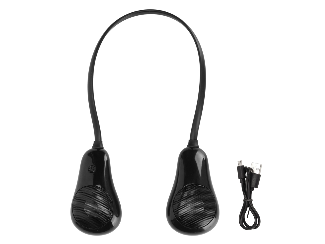 Altavoz Inalámbrico Portátil Estéreo Bluetooth Con Banda Para El Cuello Y Reducción De Ruido Para Deportes Y Viajes - Negro