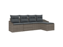 Juego De Sofá Con Cojín 5 Uds | Mueble De Jardín Gris Ratán Sintético