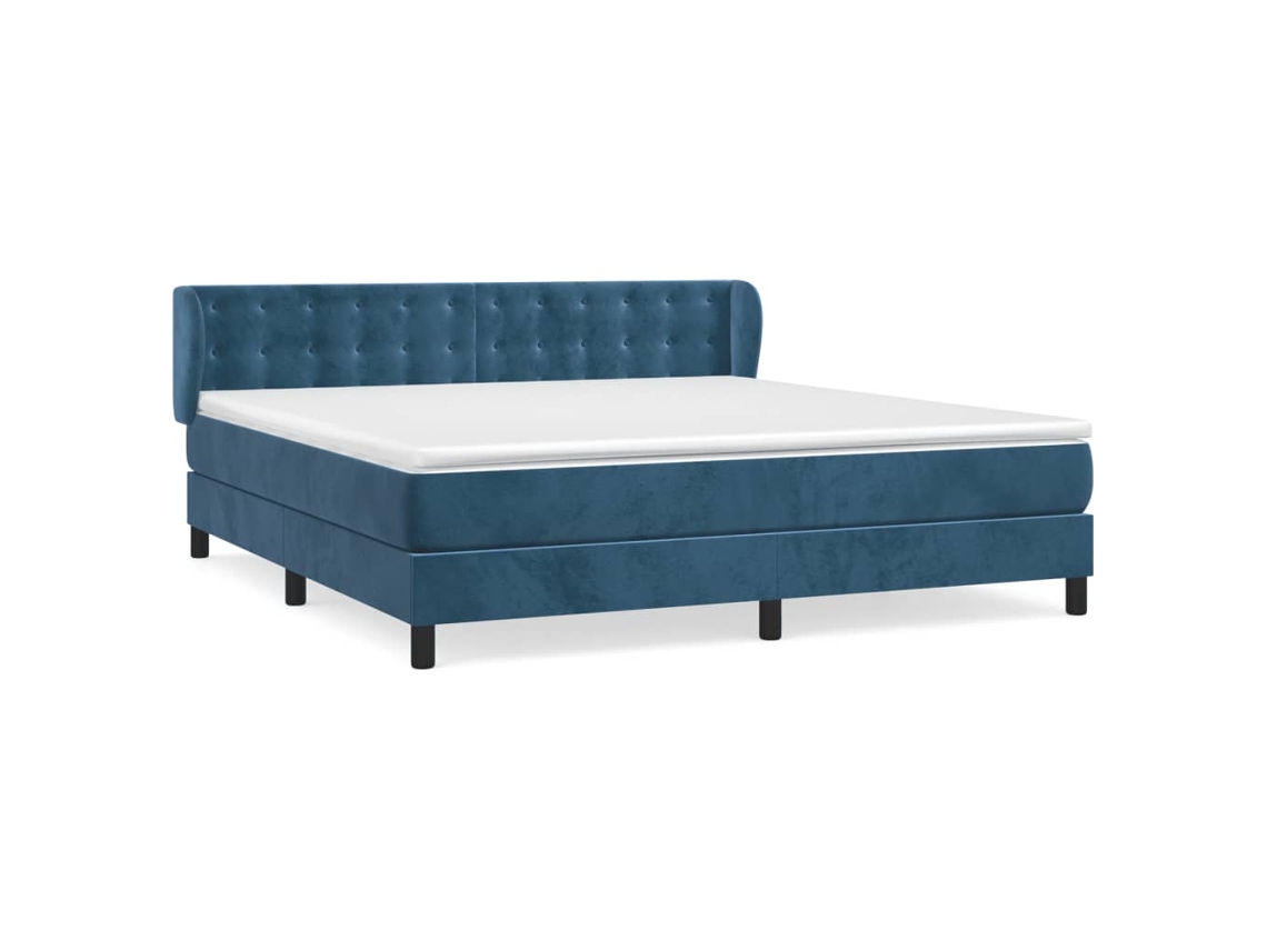 Maison Exclusive - Cama Box Spring Con Colchón Terciopelo Azul Oscuro 160x200 Cm