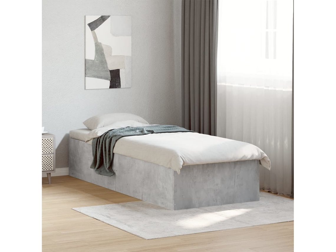 Estructura De Cama Madera De Ingeniería Gris Hormigón 100x200cm