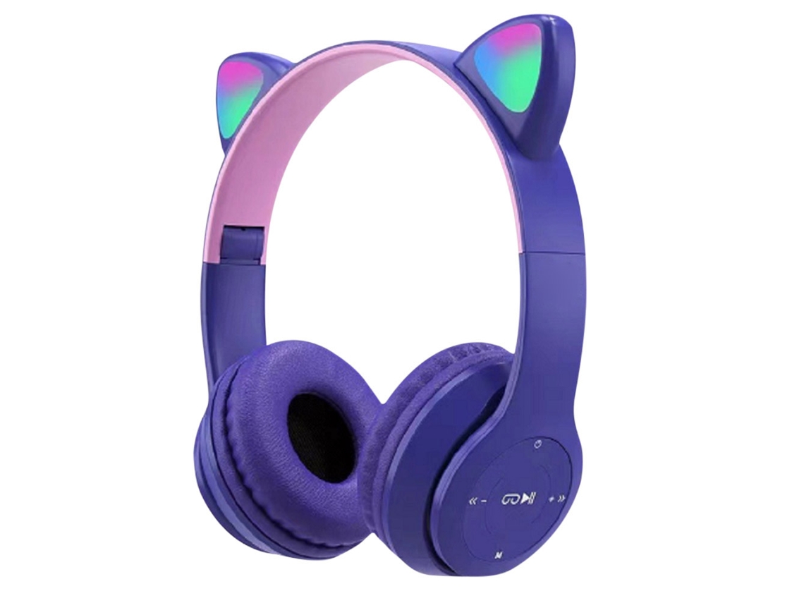 Auriculares Para Juegos Con Orejas De Gato, Supraaurales, Estéreo, Graves Potentes Para Pc Y Teléfono (morado)