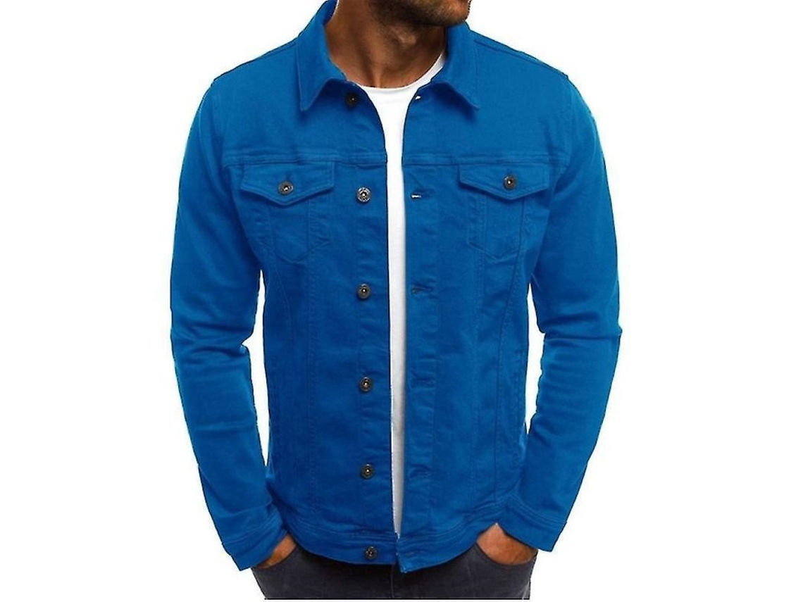 2026-chaqueta Vaquera Para Hombre Slim Fit Corta Ldi Diseño Fashion Talla Precisa Envío Rápido L Azul