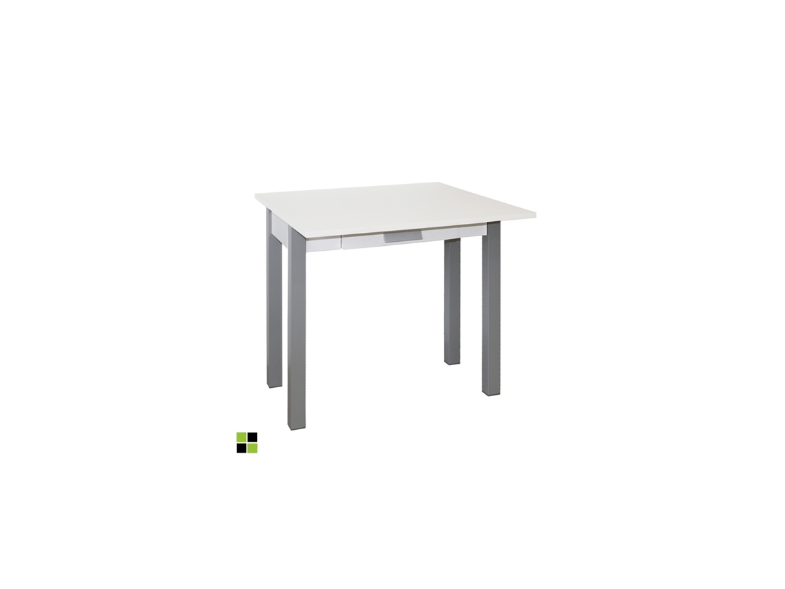 Mesa Cocina Extensible Metal Hena MOMMA HOME (Blanco - Aglomerado -40/80x80x76 cm)
