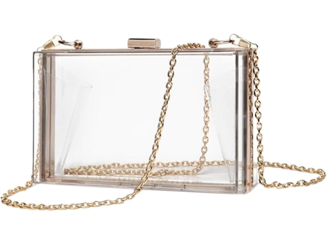 Paquete De Noche Para Mujer En Acrílico Transparente Color Caramelo Con Cadena Desmontable Y Tacto