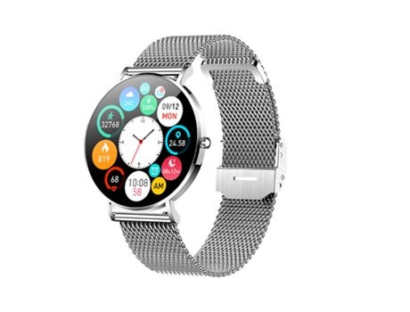 Smartwatch, pantalla a color AMOLED de 1,3 pulgadas, batería de 30 días de duración, resistente al agua IP67, plateado CHRONUS