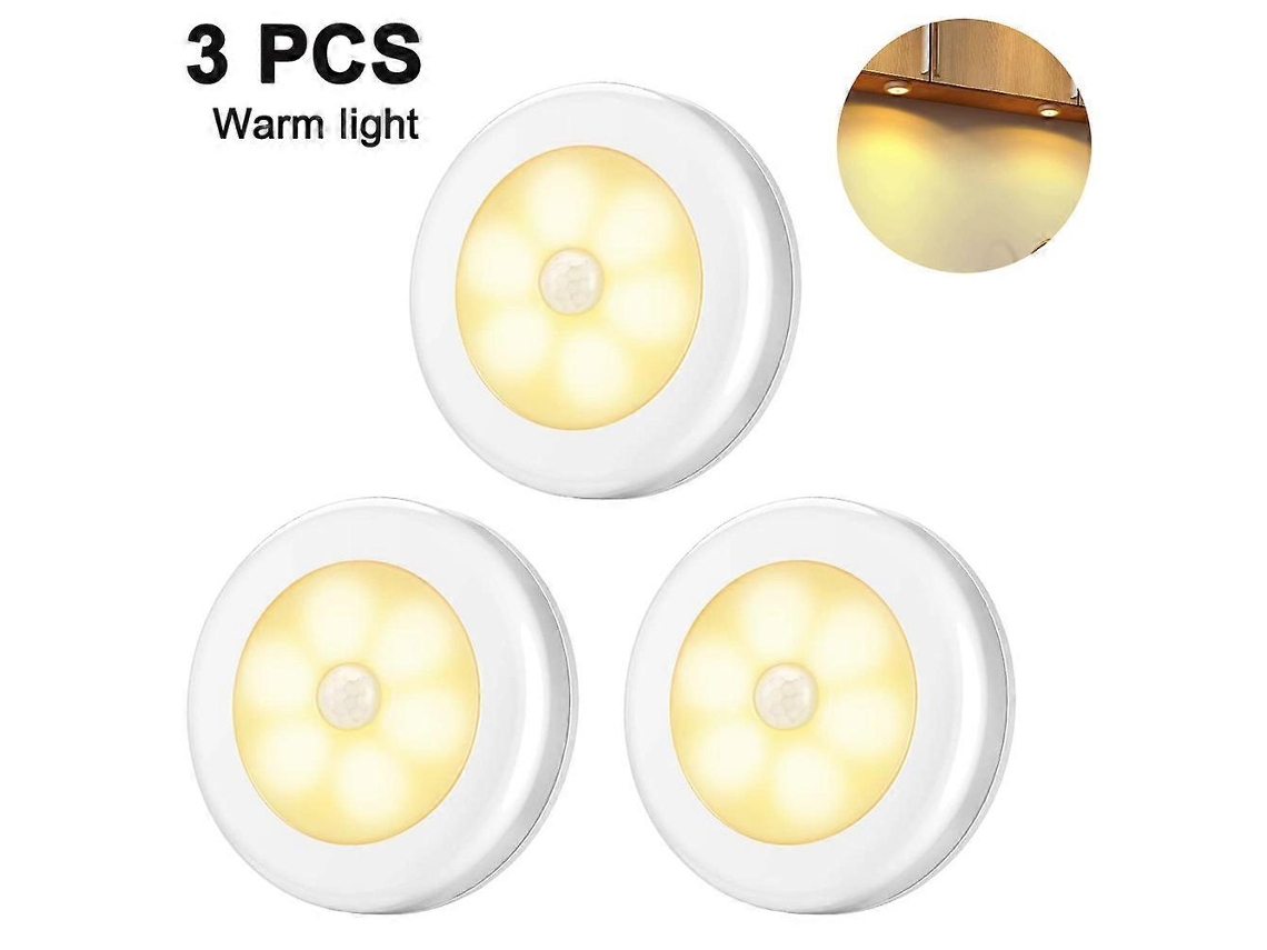 Luz Noturna Led com Sensor de Corpo Humano para Armário de Cozinha Alimentada Por Bateria Adequada para Escadas de Armário Luz Quente 