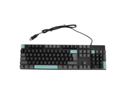 Teclado para juegos con cable, panel metálico, letras retroiluminadas grandes, USB, para ordenador/portátil, color negro estrellado.