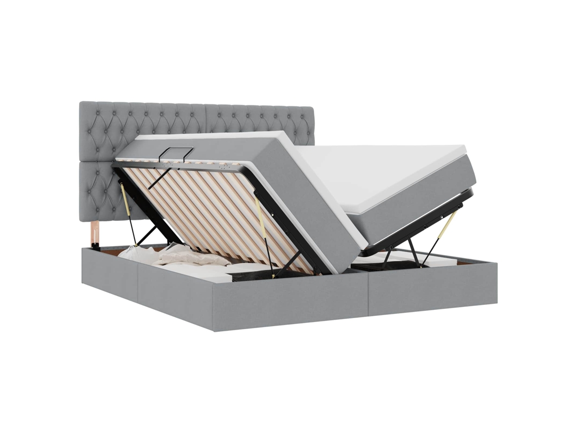 Maison Exclusive - Cama De Almacenamiento Led Con Colchón Gris Claro 180 X 200 Cm