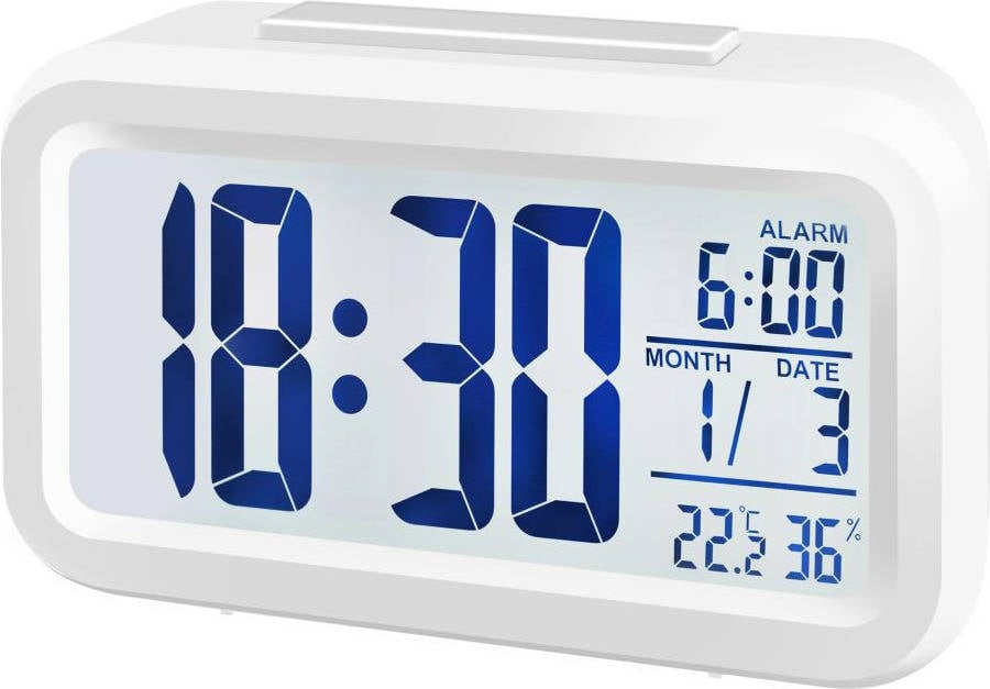 Bresser Mytime Reloj despertador con pantalla lcd color blanco importado 8010011 optics time duo digital