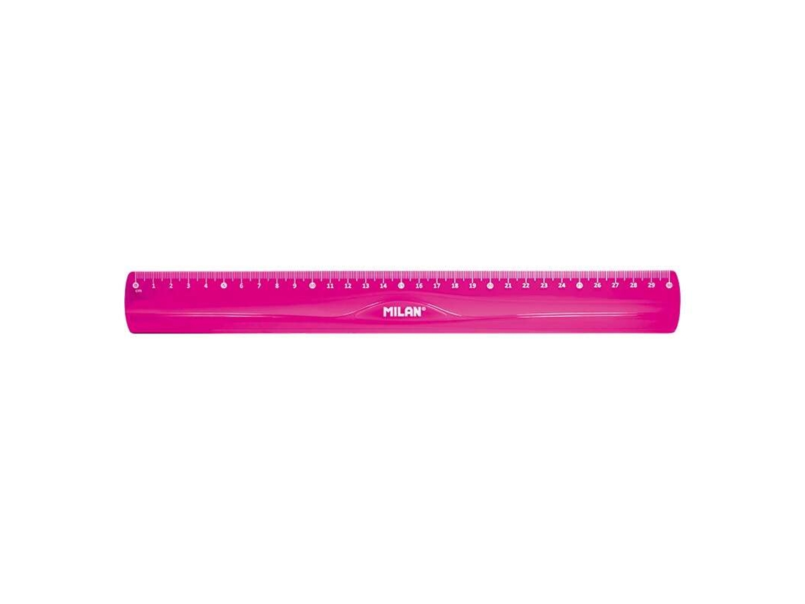 Regla Flexible y Resistente Milan Longitud 30cm Color Rosa Translúcido