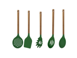 Juego De Utensilios De Cocina De Silicona Con Mango De Madera, Resistente Y Duradero JEIIBRZUI