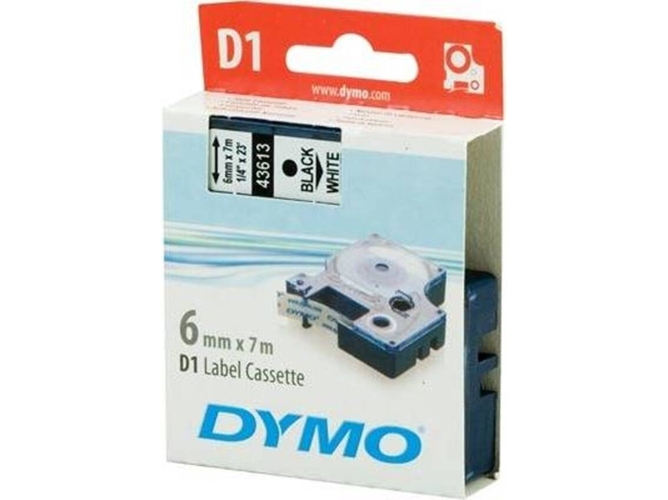 FITAS DYMO D1 6MM PRETO/BRANCO