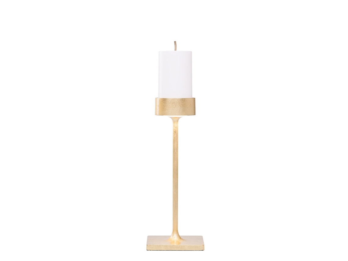 Lámpara De Mesa Midi Inalámbrica Perpetua, Estructura De Aluminio Negro Mate Y Acabado Interior En Pan De Oro, Módulo Led Recargable Profesional.