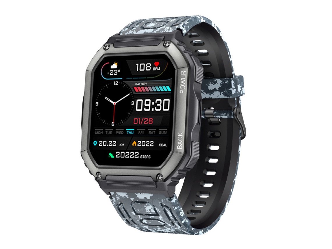 Reloj inteligente militar para hombre, resistente al agua hasta 5 ATM, compatible con Android y iPhone, color negro Yizhood