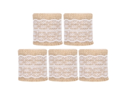 5 Piezas De Cinta De Yute Con Encaje De Lino Y Arpillera Para Decoración Rústica Hecha A Mano (blanco)