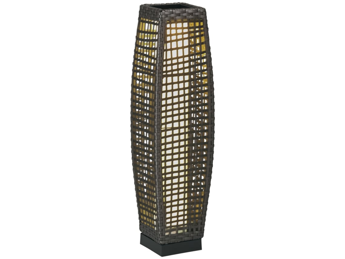 Luminária Solar Jardim Rattan Led Automático 21x21x78 Cinza