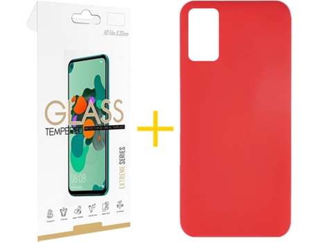 Funda y Protector de Vidrio 1x Samsung Galaxy A41 SKYHE Silicona Líquida Rojo