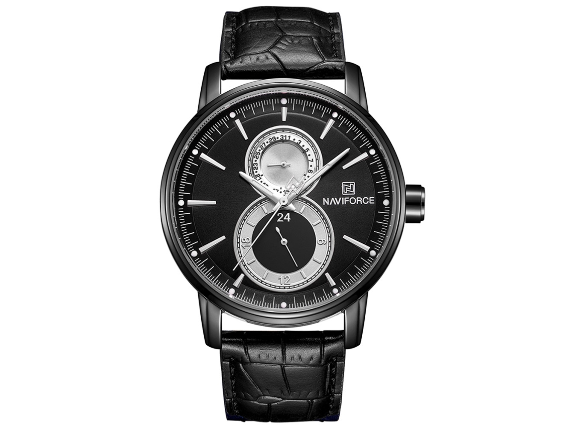 Reloj De Cuarzo Para Hombre Con Correa De Cuero, Resistente Al Agua Hasta 3 Atm, Estilo Moderno Y Lujoso, Naviforce