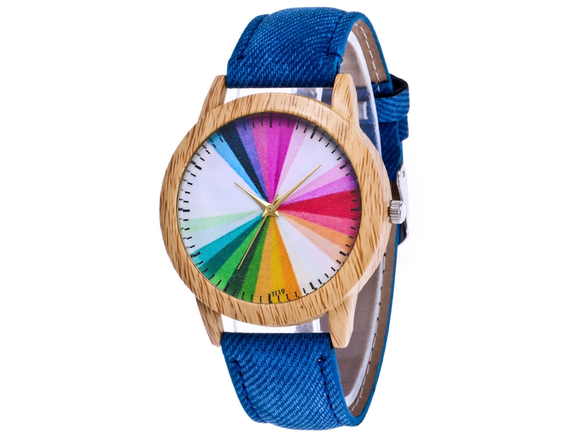 Reloj De Pulsera Casual De Cuero, Vaquero Quartz, A La Moda, Azul, Para Hombre Y Mujer.
