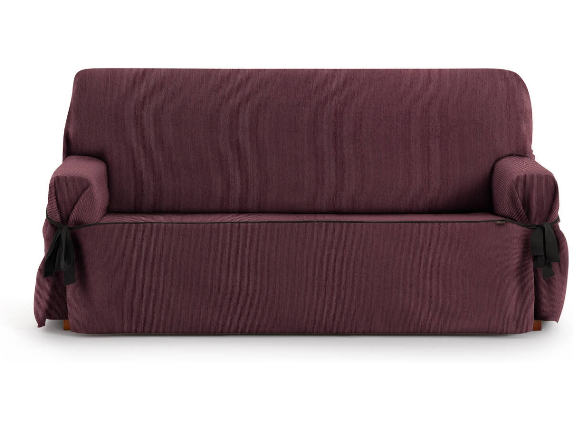 Funda de Sofá 3 Plazas EYSA Mid con Lazos (110 x 70 x 230 cm - Poliéster y Algodón - Burdeos)