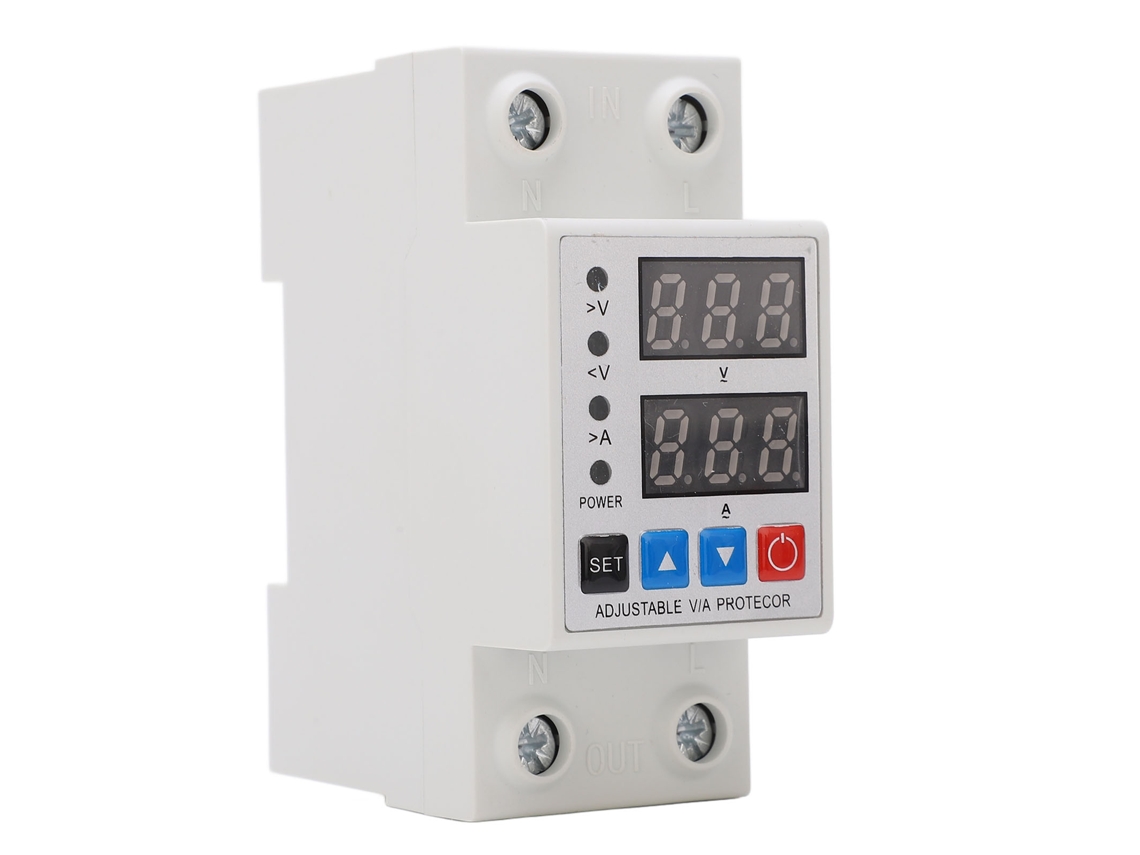 Dispositivo Protector De Sobre Y Baja Tensión Con Doble Pantalla 40a 240v-300v Contra Sobrecarga Y Sobrecorriente