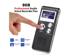 Grabadora de voz digital avanzada, sonido nítido activado por voz en formato MP3 y WAV con repetición de audio y reproducción por altavoz externo para conferencias.