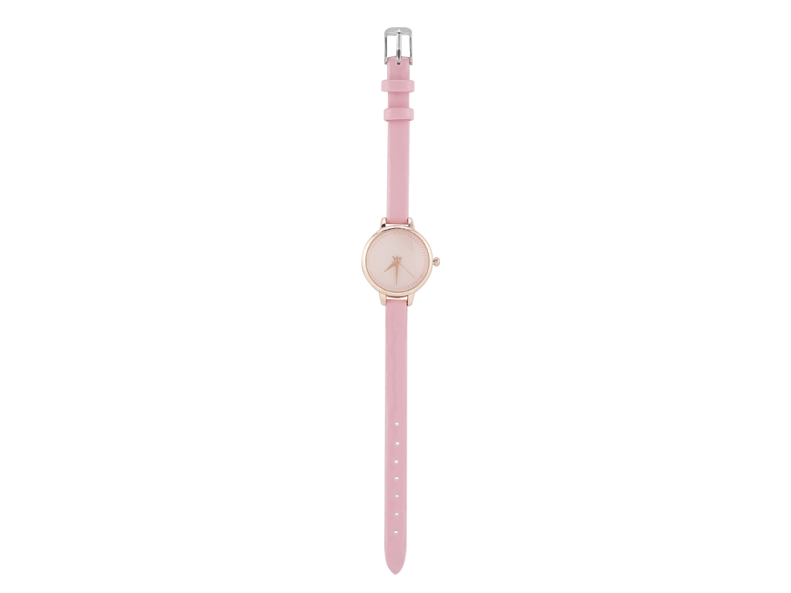 Elegante Reloj De Pulsera Analógico De Cuarzo Para Mujer Con Correa De Piel Sintética Rosa.