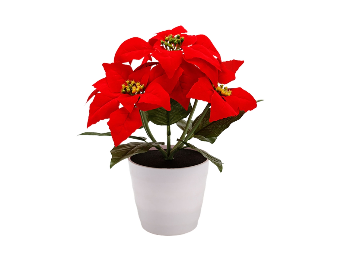 Lámpara De Mesa Planta Artificial Poinsettia Bonsái Led Decoración Navideña Luces Festivas