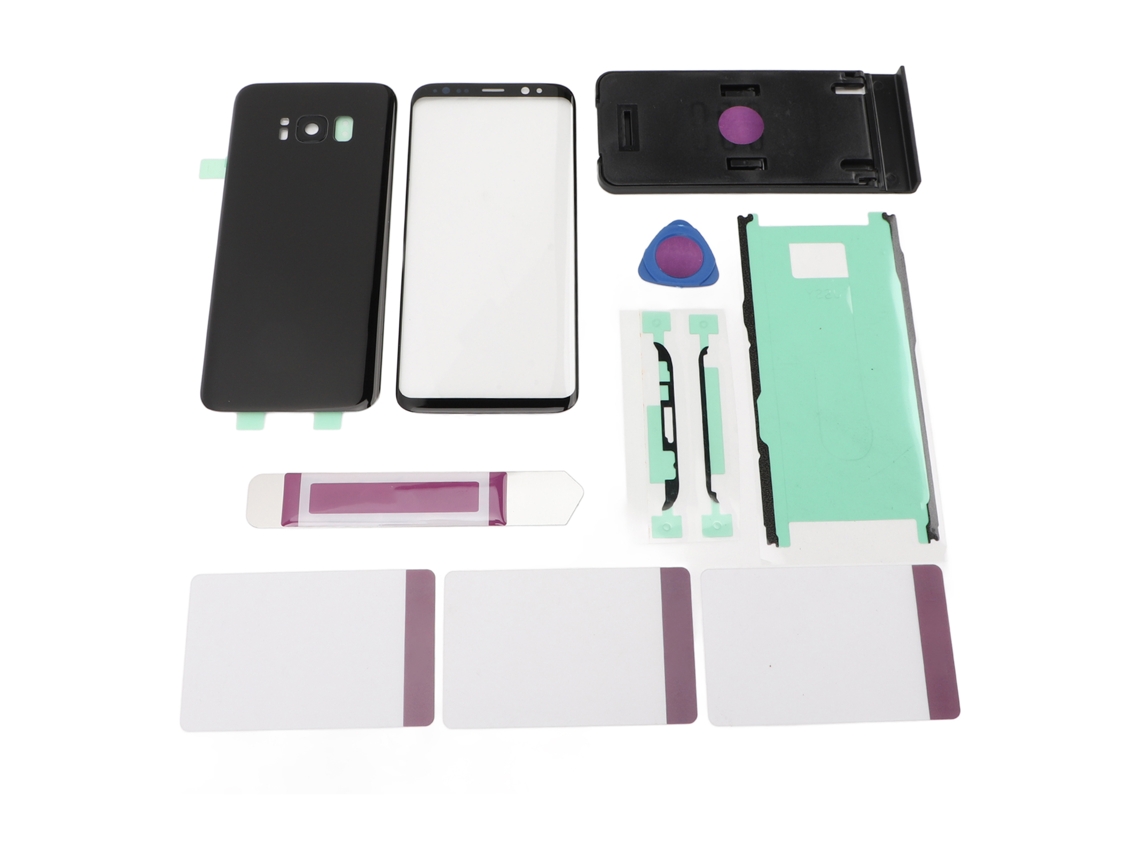 Cubierta De Cristal Trasero + Lente De Cristal Frontal Con Herramientas Para Galaxy S8 Negro