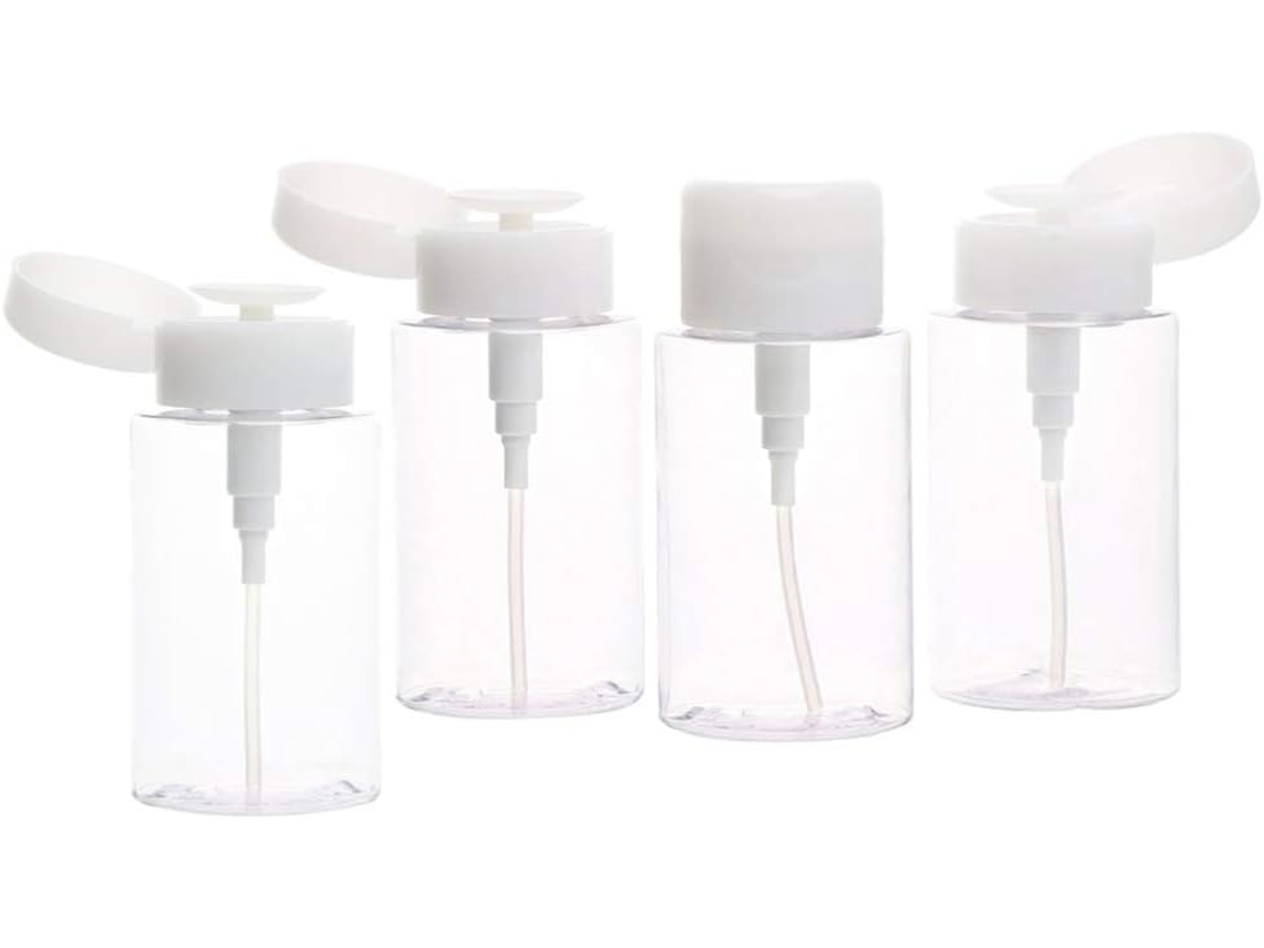 Set de 4 frascos desmaquillantes de viaje, envases de plástico con bomba de presión, Vayotoy