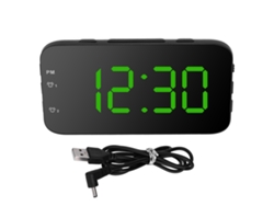 Reloj despertador digital LED portátil Baok con función de repetición para dormitorio, hogar y viajes, color verde.