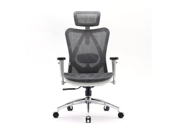 SIHOO M57: Silla ergonómica con reposabrazos 3D, soporte lumbar, malla, 150kg, altura e inclinación regulables. Cert. SGS/BIFMA. Gris claro.