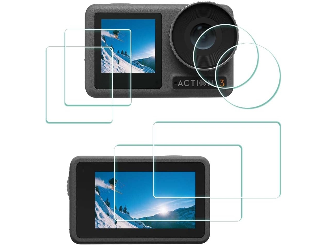 Protector de pantalla para DJI Action3 AR, película protectora de vidrio templado transparente para cámaras (paquete de 2)
