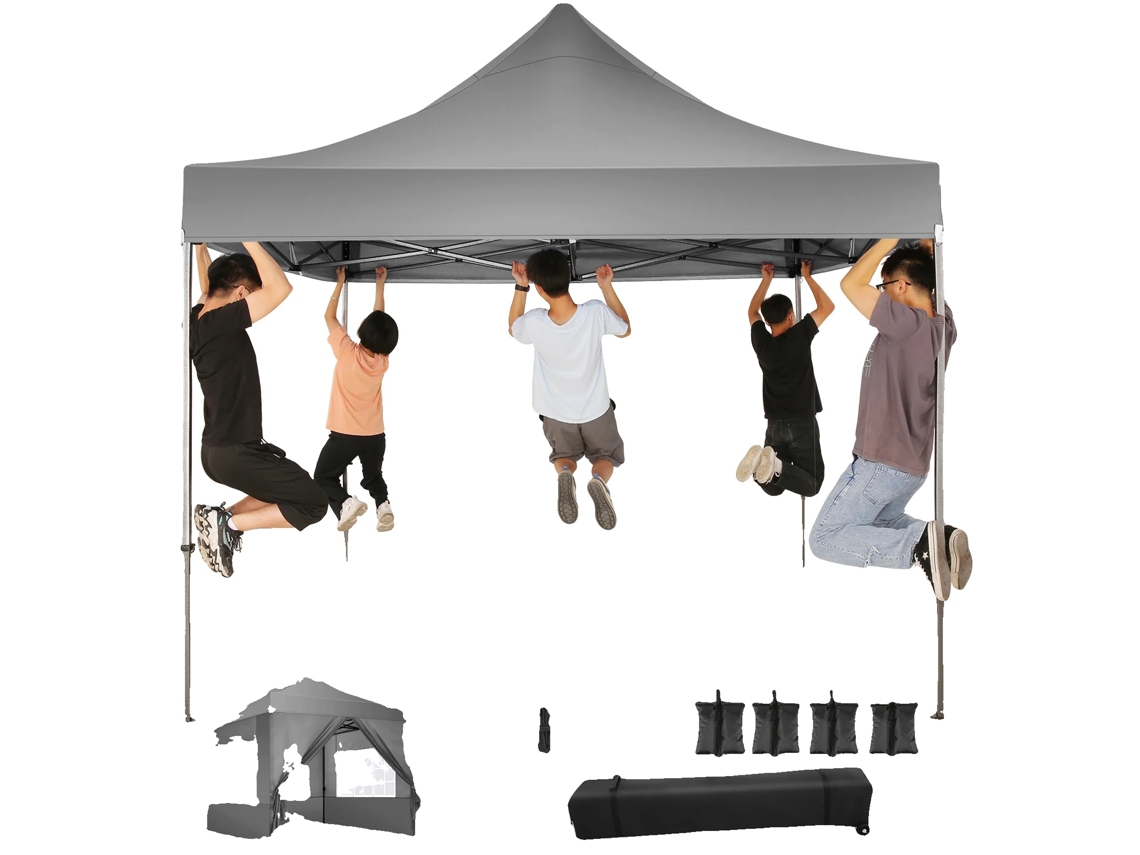 Carpa de lona, estructura robusta, diseño impermeable, gris, 3 x 3 m OEM