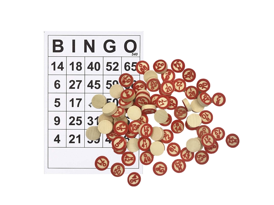 Juego De Bingo De Madera Vintage Con 40 Cartones Y 75 Piezas Para Armar En Familia, Para Adultos Y Niños.