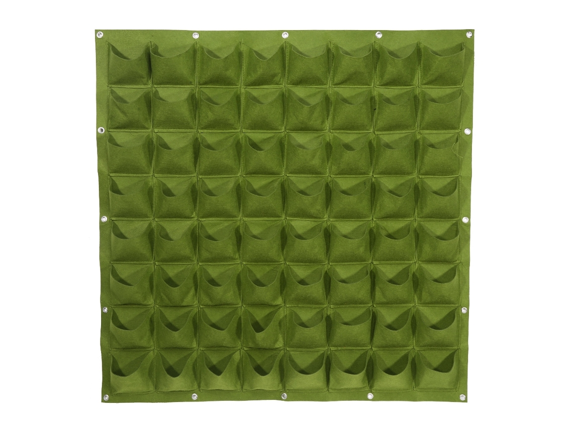 Bolsa De Cultivo Vertical Con 64 Bolsillos, De Fieltro, Para Jardín Exterior, Para Colgar En La Pared, Verde.