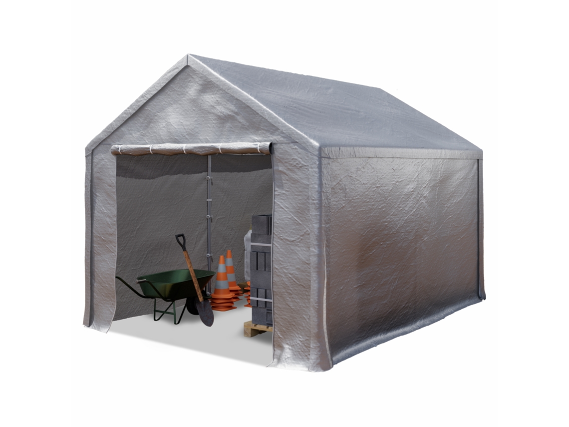 Cobertizo de almacenamiento 3x4 M Pe 350 N Cobertizo de almacenamiento impermeable Gris Toolport
