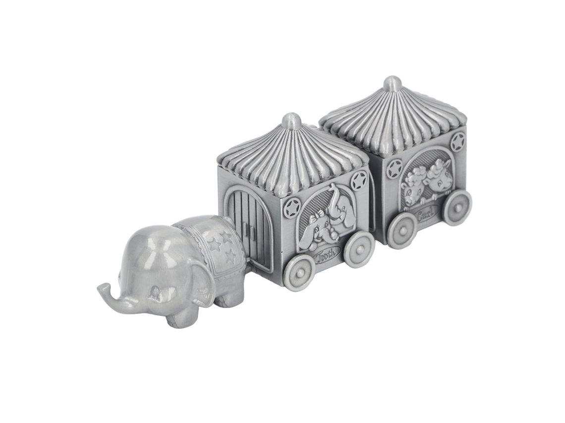 Caja de almacenamiento de dientes con forma de cochecito de elefante bebé (regalo)