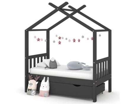 Estructura de cama infantil VIDAXL Gris Madera (140x70x190 cm)
