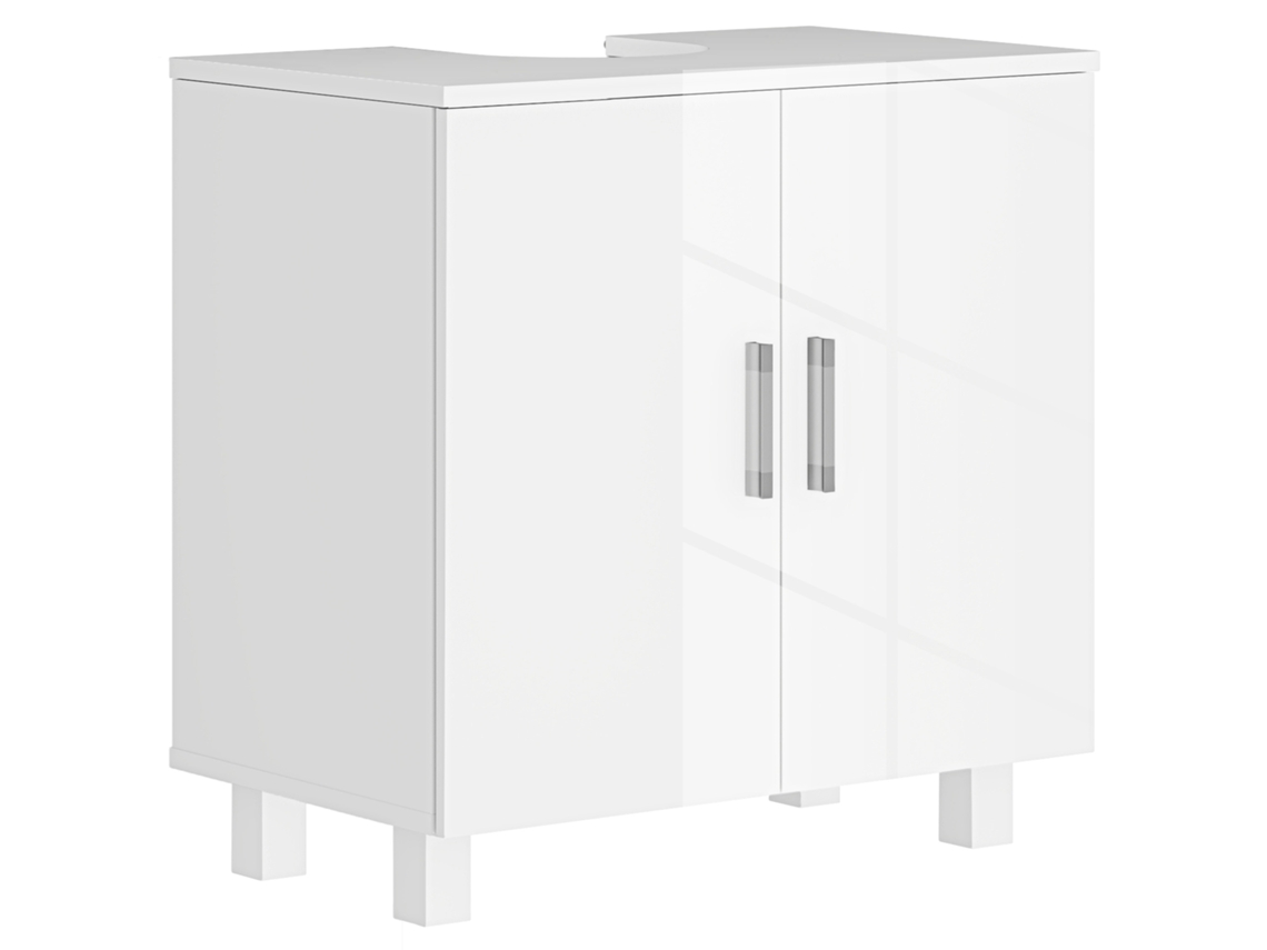 Mueble Bajo Lavabo Con 2 Puertas Y 2 Estantes, Diseño Antivuelco, Blanco, 60x35x60 Cm