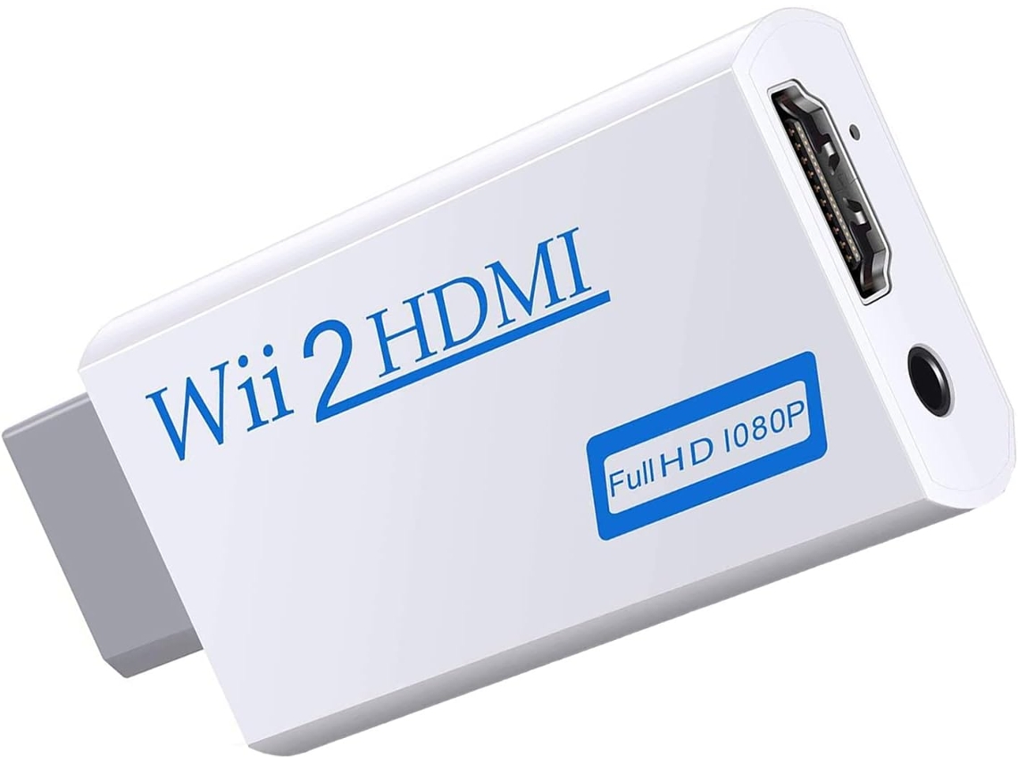 Adaptador de Wii a HDMI 1080p con salida de audio auxiliar de 3,5 mm, compatible con monitor, proyector y TV, color blanco Yuysan