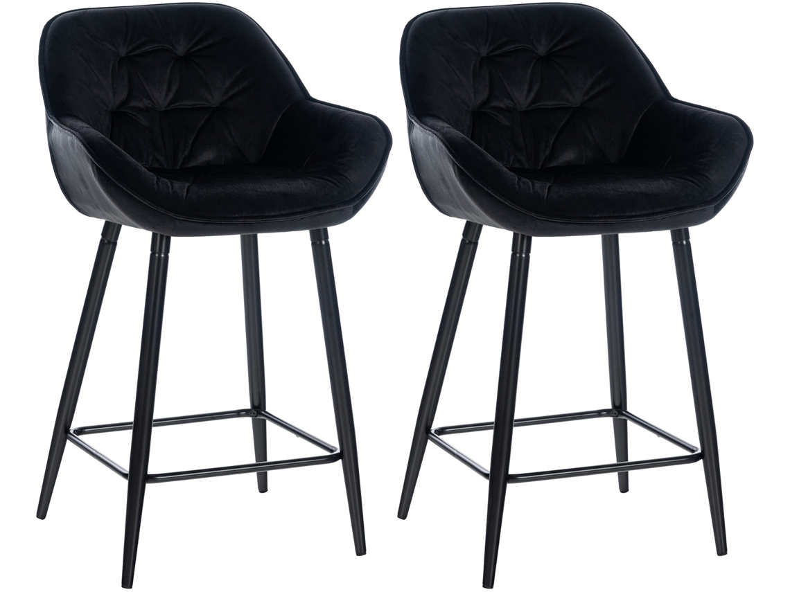 Juego de 2 taburetes de bar Gibson de terciopelo altura asiento 76 cm negro CLP