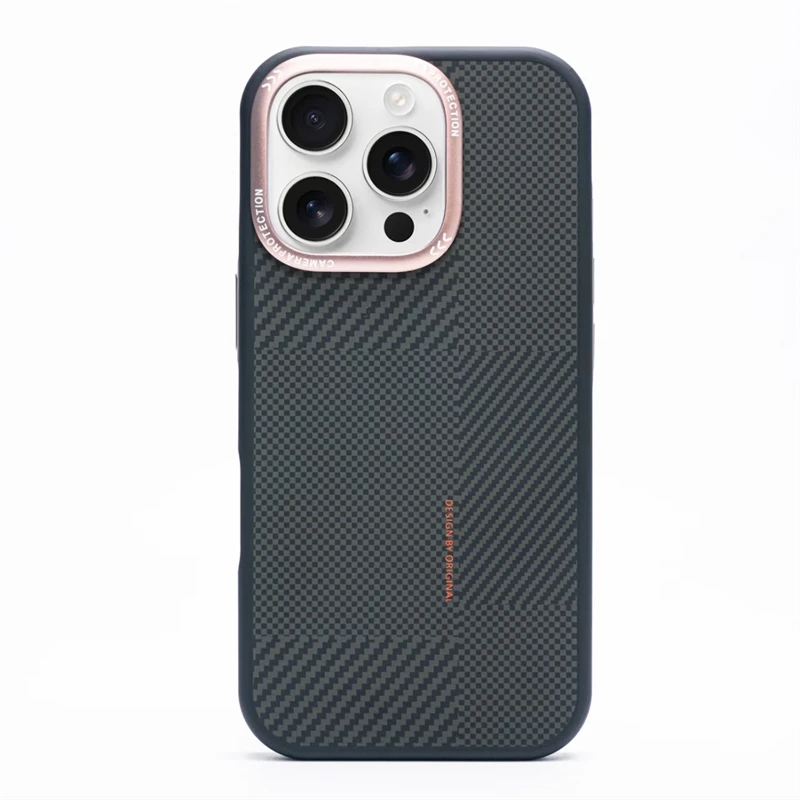(oro, Iphone 14 Pro Max) Funda Para Teléfono Con Textura De Fibra De Carbono, Compatible Con Carga Inalámbrica Magnética, Protege La Cámara.
