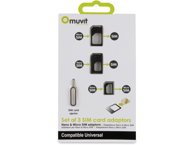 3 ADAPTADORES SIM NANO/MICRO MUVIT PRETO