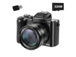 Cámara digital Szsmart DC226 con pantalla HD 8K de 3,2 pulgadas, 88 MP, zoom 16x, Wi-Fi, para vlogs de YouTube, lector de tarjetas (32 GB) - Negra